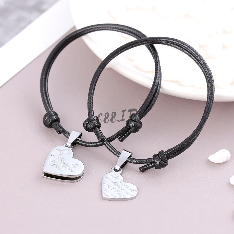 2pcs Gelang Couple Pasangan Gembok Kunci Love Hati untuk Pacar Wanita Pria GL 47