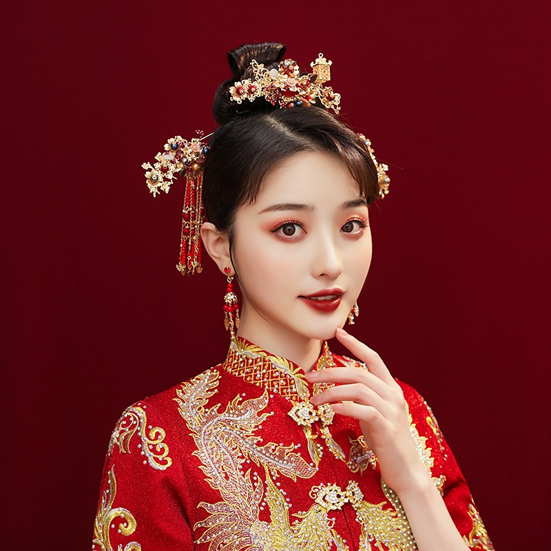 1 Set Aksesoris Jepit Rambut Hanfu Phoenix Coronet Untuk Hiasan Kepala Pengantin