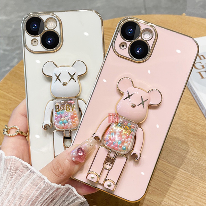 Violent Bear Case Premium + Stand Bearbrick Chrome Softcase for Iphone X XS XR XS Max 11 Pro 11 Pro 
