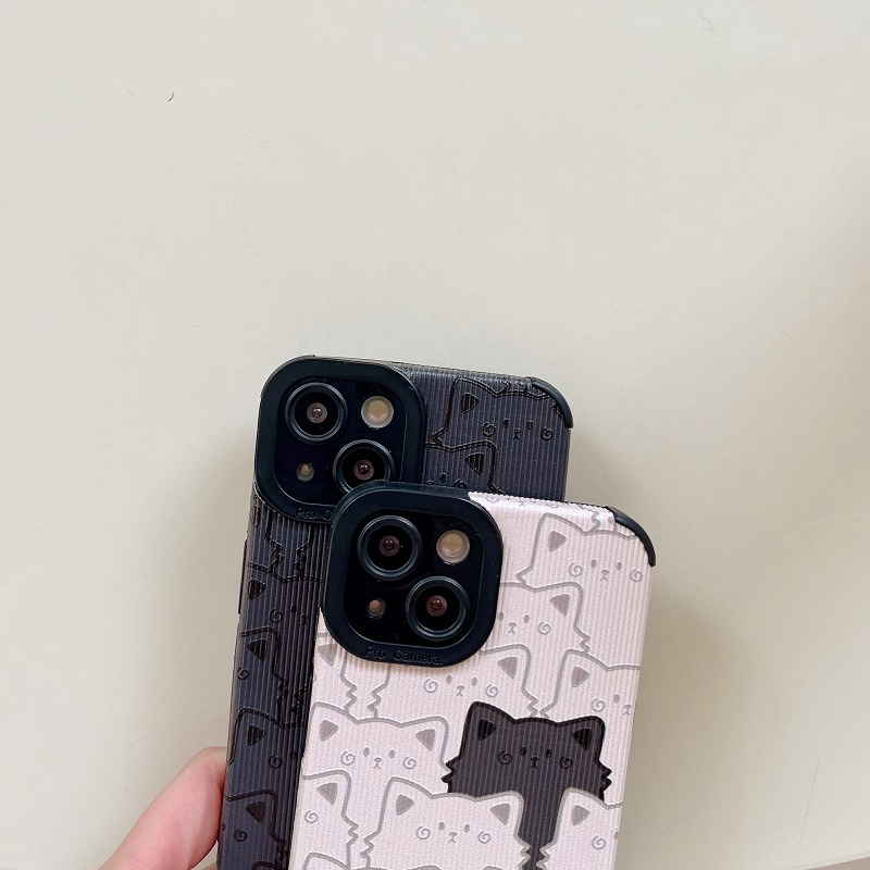 IPHONE Case Pelindung Kitty Lucu Kartun Butir Vertikal Untuk Iphone14 13 12 11 Pro MAX X XR XS Max7 8 Plus Anti-drop Kamera Pelindung