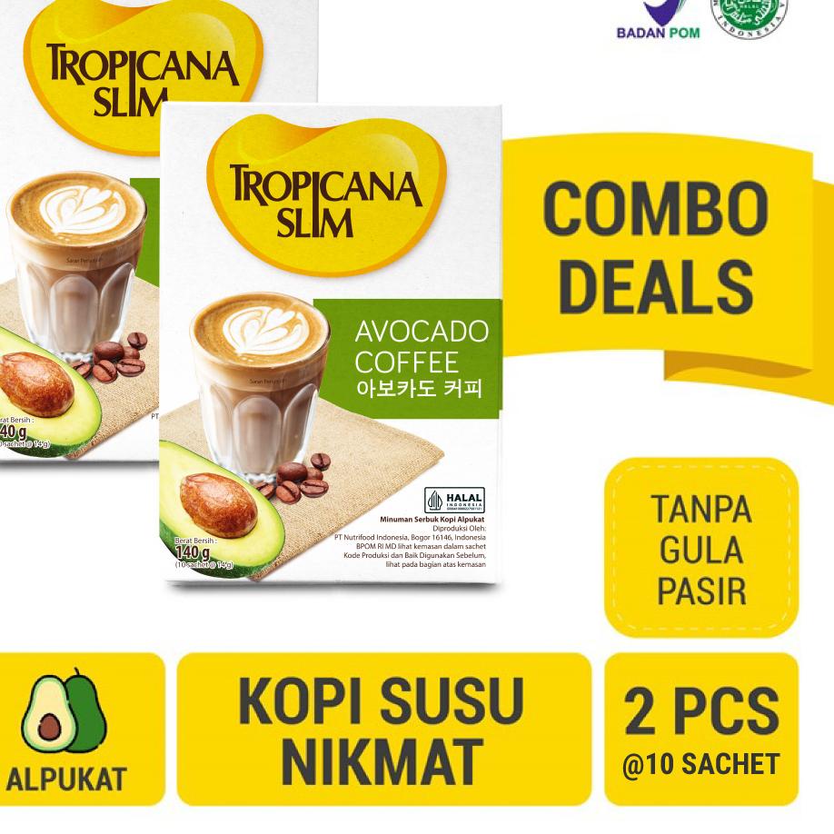 

○ Twin Pack - Tropicana Slim Avocado Coffee 10 Sachet - Kopi Susu Nikmat Tanpa Gula Pasir ◙