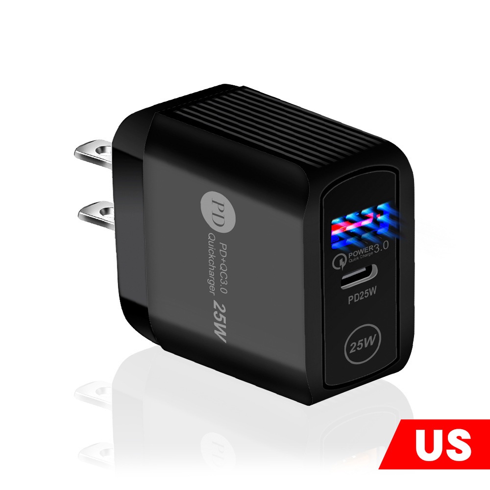 Vaorlo 25W Charger USB PD Fast Charging Port Untuk Port EU UK US QC3.0 Quick Charge