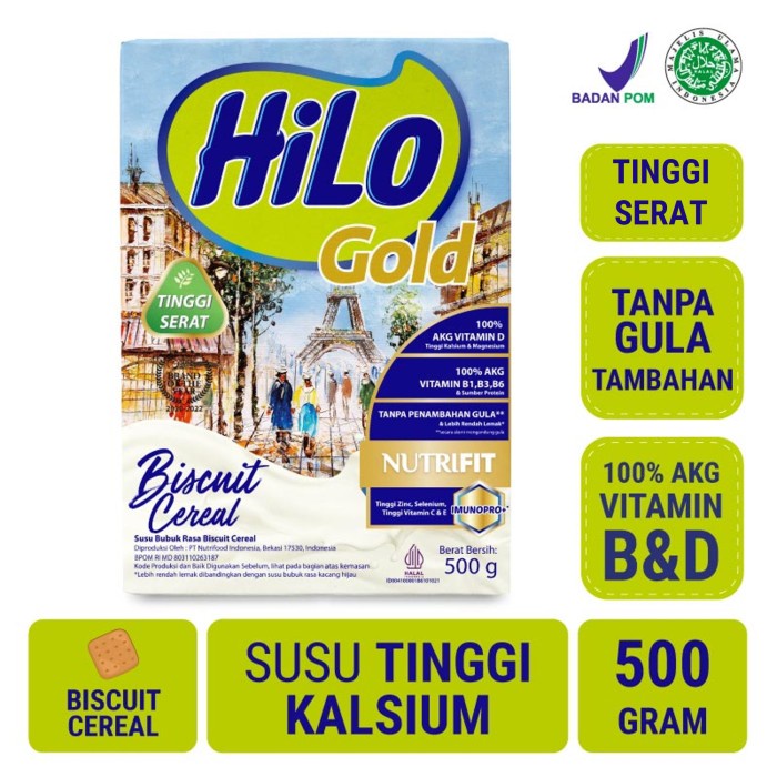 

[ COD ] HiLo Gold Biscuit Cereal 500gr - Susu Tinggi Kalsium Tinggi Serat