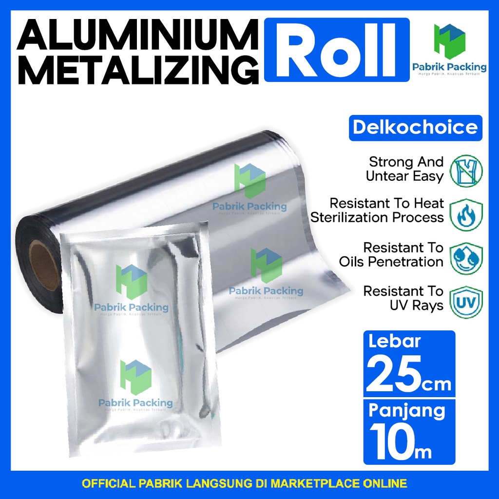 Plastik kemasan aluminium foil roll metalizing kemasan sachet 25 cm