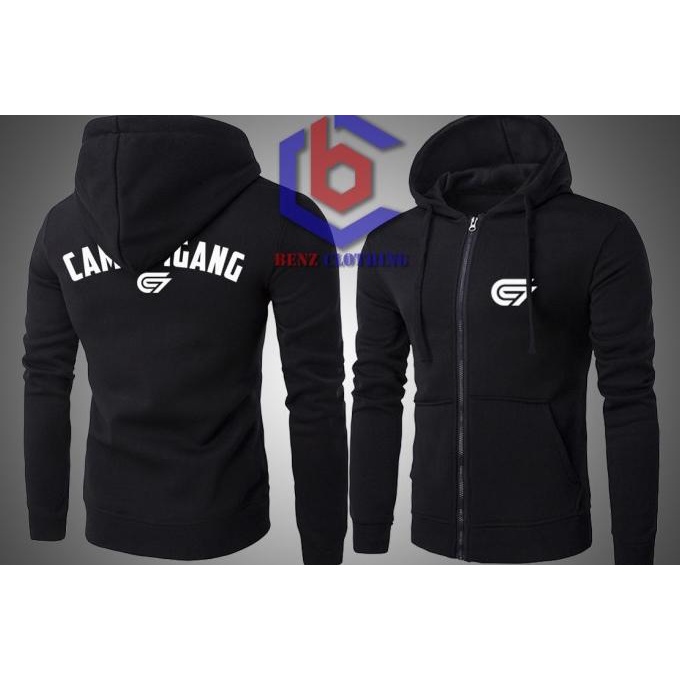 Jaket Hoodie Sweater Cambergang Outerwear Pria Wanita Zipper Resleting Depan Polos Sablon Polyflek K