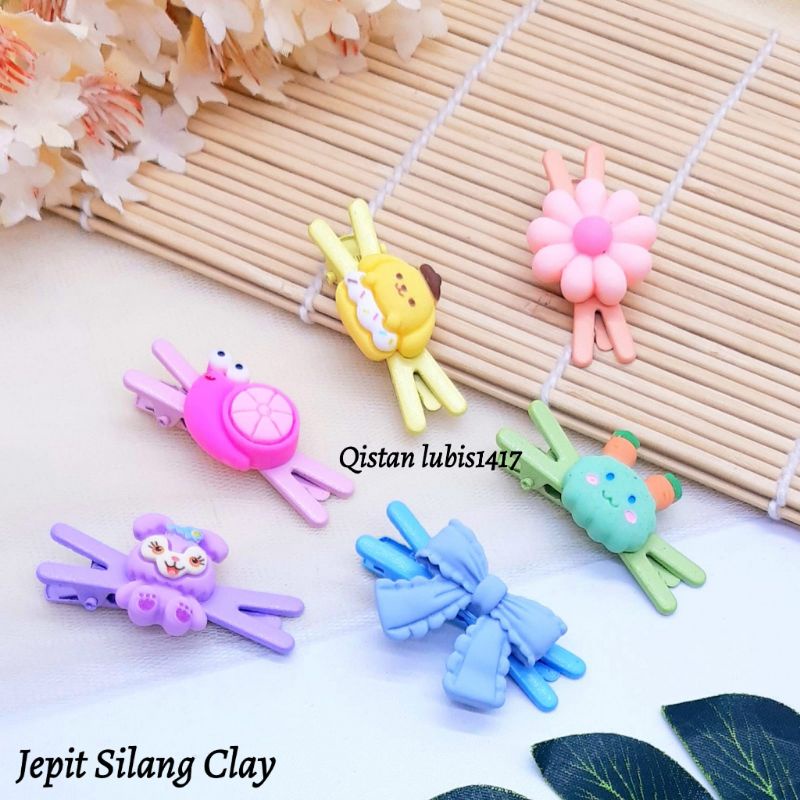 Jepit Silang Clay/ 6 pcs