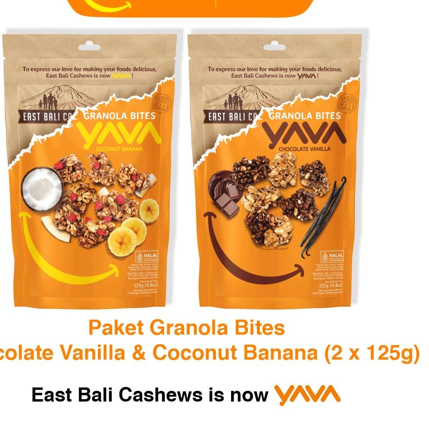 

♗ YAVA Paket Granola Bites Chocolate Vanilla & Coconut Banana (2 x 125g) ☼