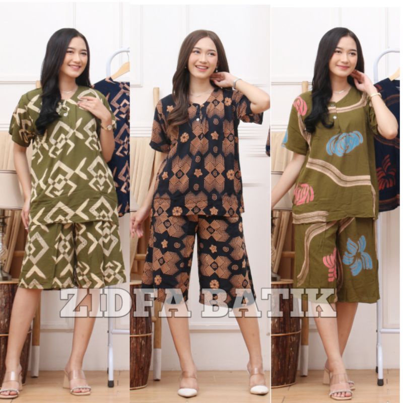 Setelan Pendek Jumbo motif bunga karakter Kulot Jumbo Karakter baju tidur wanita murah kancing depan