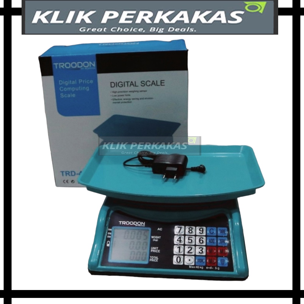 Timbangan Duduk Digital 40 Kg Body PVC Troodon Timbangan Buah dapur(dapat input harga)