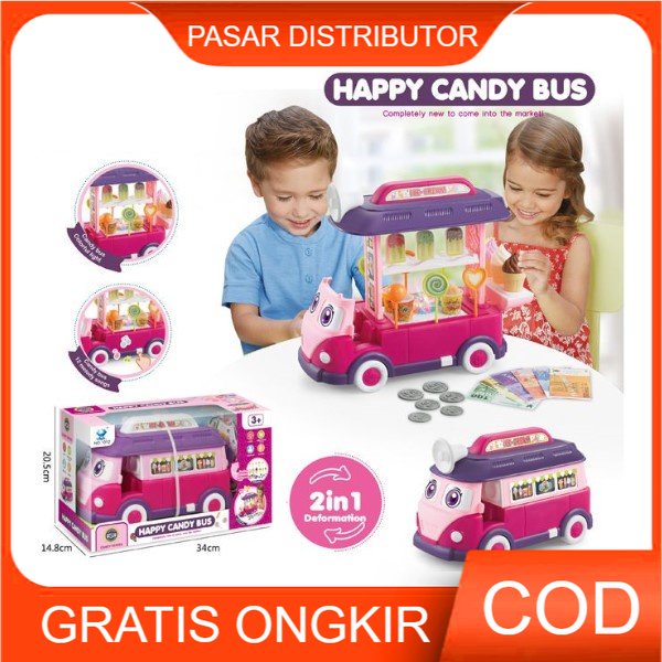 Mainan Anak HAPPY CANDY BUS Mainan Bis Permen Anak Candy Series Toy