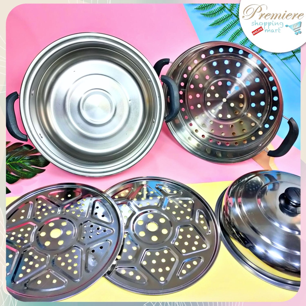 SQRS - Panci Kukus Set 3 Susun Bahan Stainless Dandang Kukusan Serbaguna Diameter 26cm DIVA STORE