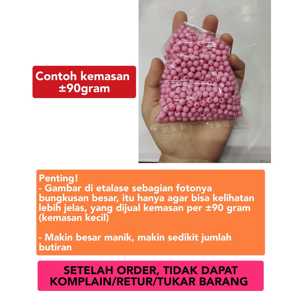 [90 gram] Mote Plastik Bulat 6 mm / Manik Susu Craft DIY