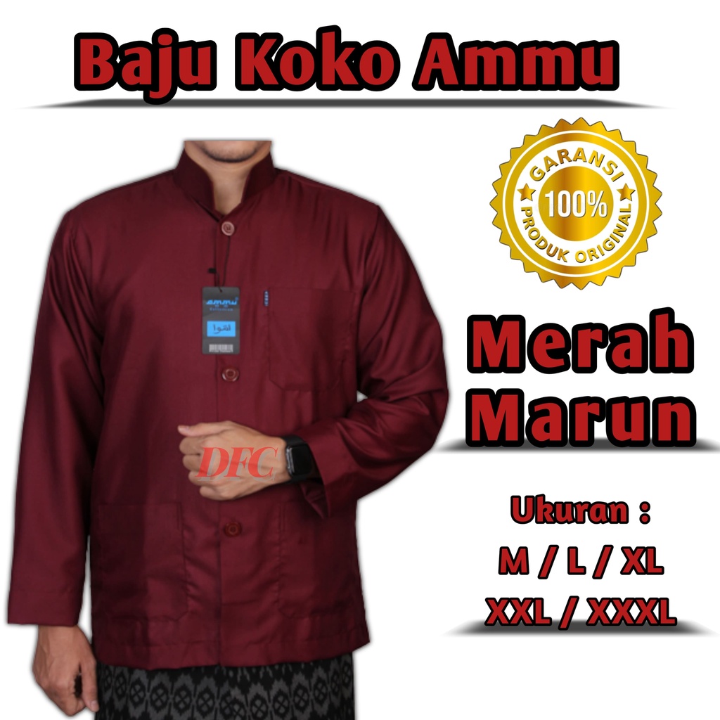 Baju Koko Ammu Merah Maroon