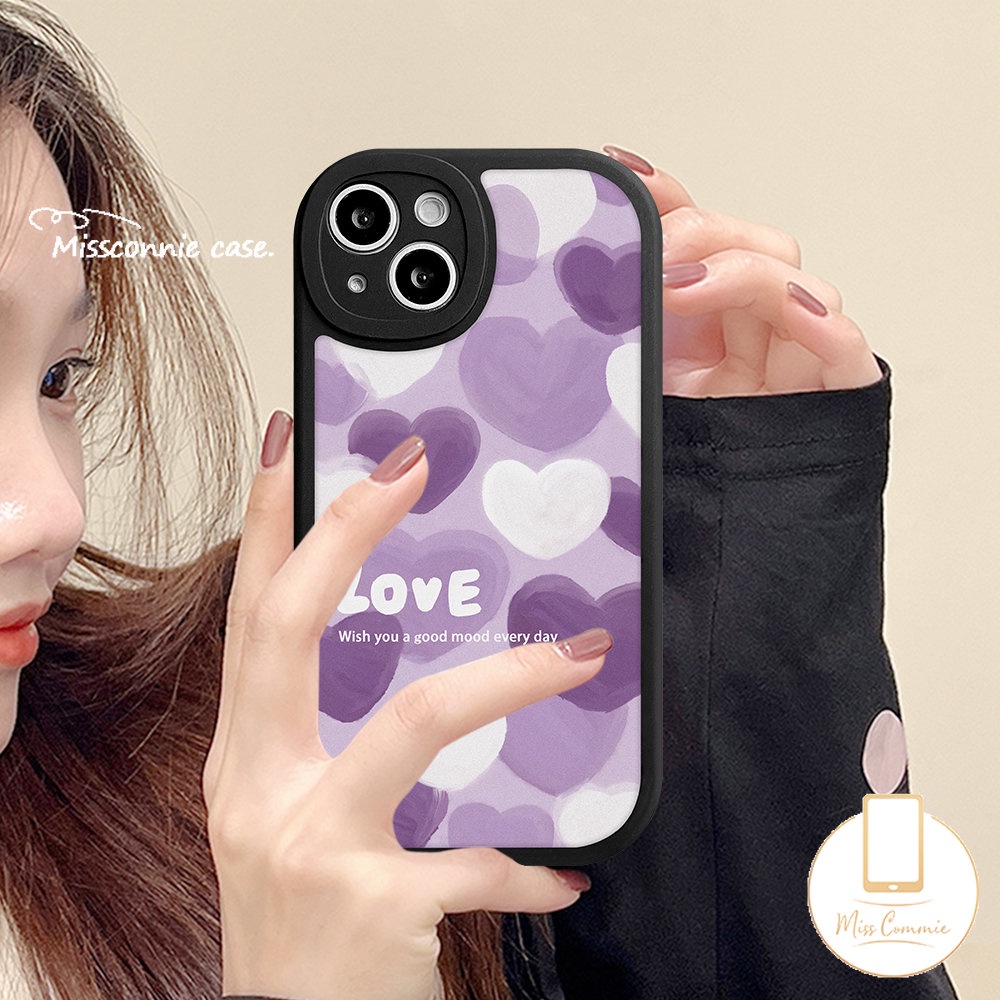 Redmi Note 10Pro 11 9 11s 10s 8 9Pro 9s 11Pro+8Pro Mi 12 11 Lite Redmi 12C A1 9T 9 10C 9A 10 10A 9C POCO X3 NFC Pro F4 M3 Lukisan Minyak Love Heart Purple Art Paint Case Motif