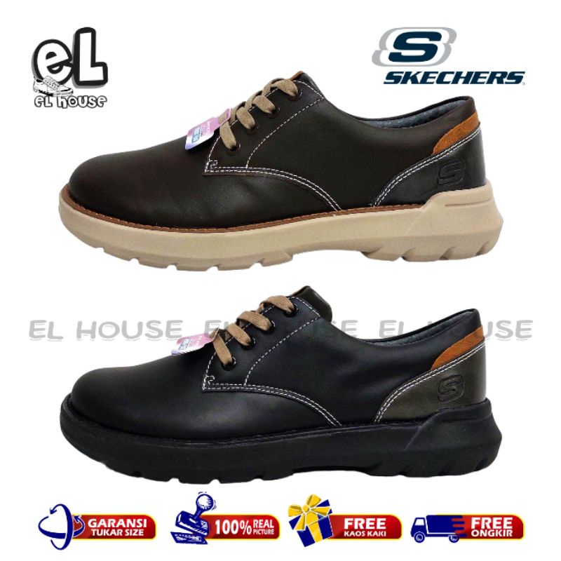 SKECHERS DEVANO MEN/SEPATU PRIA/PANTOFEL LOAFERS/SEPATU KULIT/SEPATU KANTOR CASUAL/SEPATU TALI/SKECH