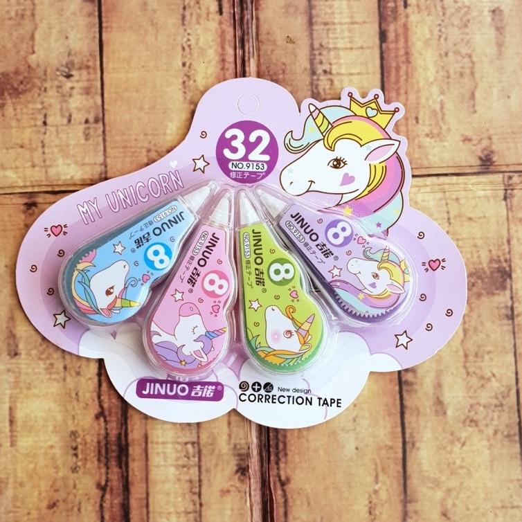 

R89 1 set isi 4 Correction Tape Unicorn / Small Mochi - Tip-Ex Pita Unicorn / Small Mochi Jinuo 9153 PRODUCT TERLARIS な