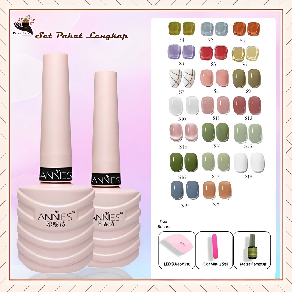 Pretty PAKET LENGKAP 6IN1/5IN1 FREE LED SUN MINI &amp; REMOVER/SET COLOUR Kutek Gel Elegant Colours UV LED 10 ml/ Nail Gel Polish Gliter Art UV /Cat kuku