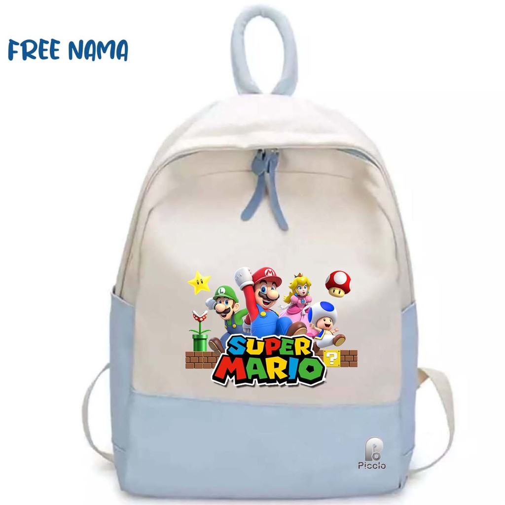 TAS RANSEL BACKPACK ANAK SEKOLAH MOTIF SUPER MARIO UNISEX (FREE NAMA)