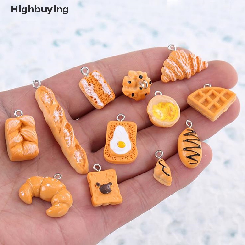 Hbid 10PCS Resin Simulasi Makanan Mini Hamburger Sandwich Ch Liontin DIYJewelry Glory