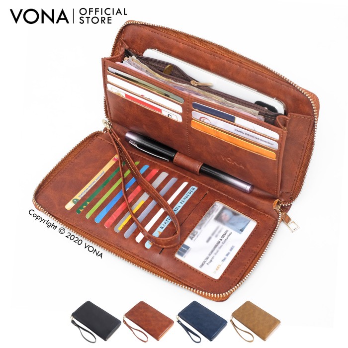 Dompet Vona Dompet Wanita Lipat Dua Panjang Bahan Kulit Sintetis - Moza