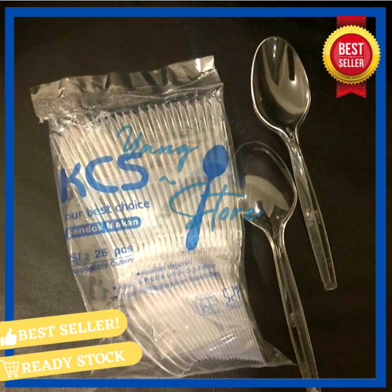 YGS -C409- 1 Pack Sendok Plastik -Sendok Makan Plastik Bening - Sendok Plastik Bening Satuan