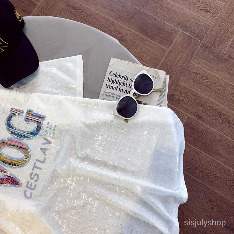#Sisjuly# Huruf di bagian panjang kaos lengan pendek wanita T-shirt longgar baru seratus set atasan