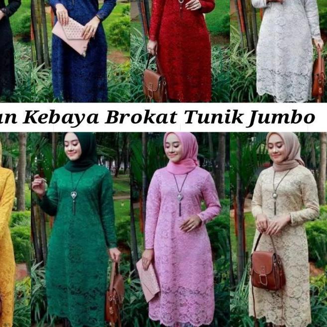 ☻ Atasan kebaya brokat tunik jumbo / kebaya tunik hitam /kebaya tunik navy /kebaya brokat ➱