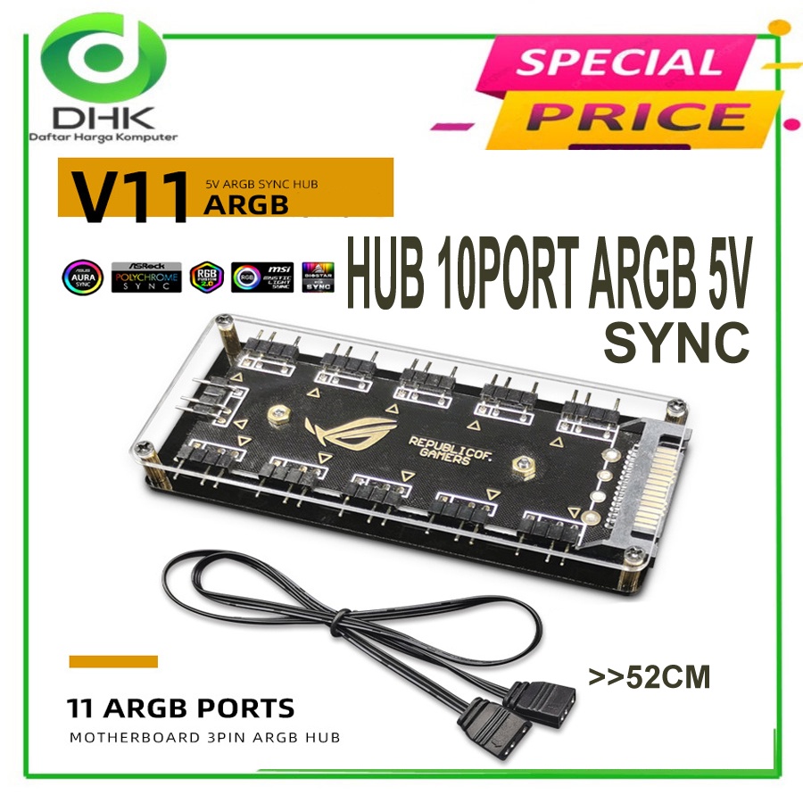 HUB 10 PORT ARGB 5V 3PIN ROG V11  SPLITER ARGB FAN