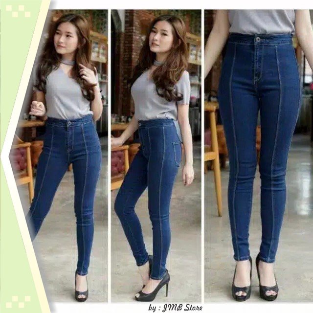 PAKAIAN WANITA PANTS BAWAHAN DENIM UNIK LIMITED KETAT SEKSI / GW - CELANA HIGHWAIST BIO LINE// CELAN