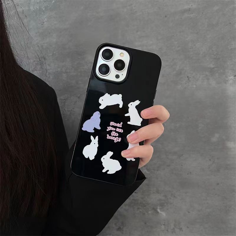 IPHONE Ins Kelinci Putar Cocok Untuk Iphone14 14pro 14plus 13 13mini 13pro 13prm iPhone12 7Plus 8Plus Xr XS 13 12mini Pro Max Empat Sudut Casing Ponsel Tahan Guncangan