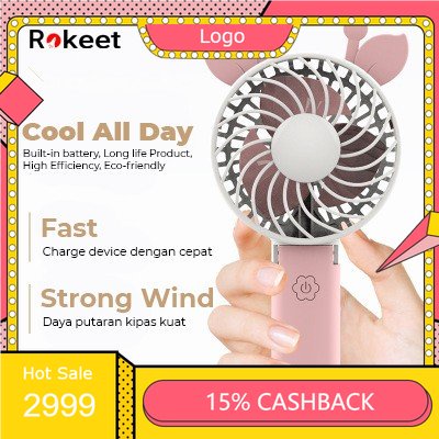 Kipas Angin Portable Mini Fan Karakter Korea Lipat Murah Lucu Hand Mini Fan Angin Kencang