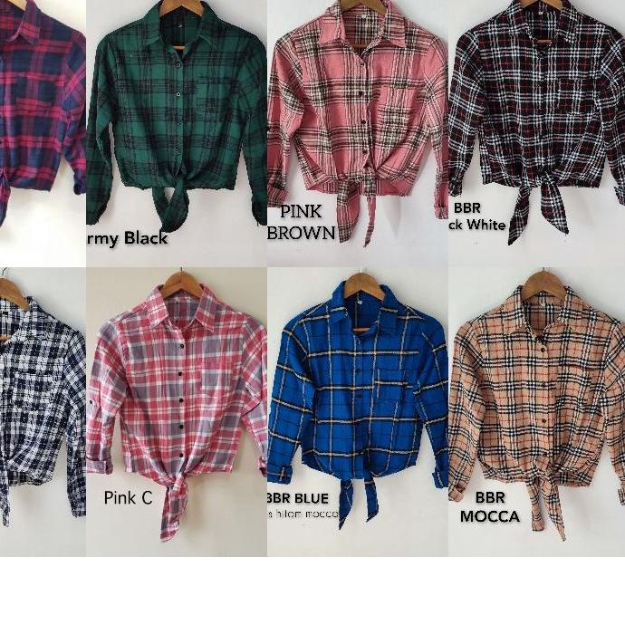 ♚ KEMEJA KOTAK IKAT/  CROP TOP / kemeja tali/ kemeja flanel crop / baju crop ➦