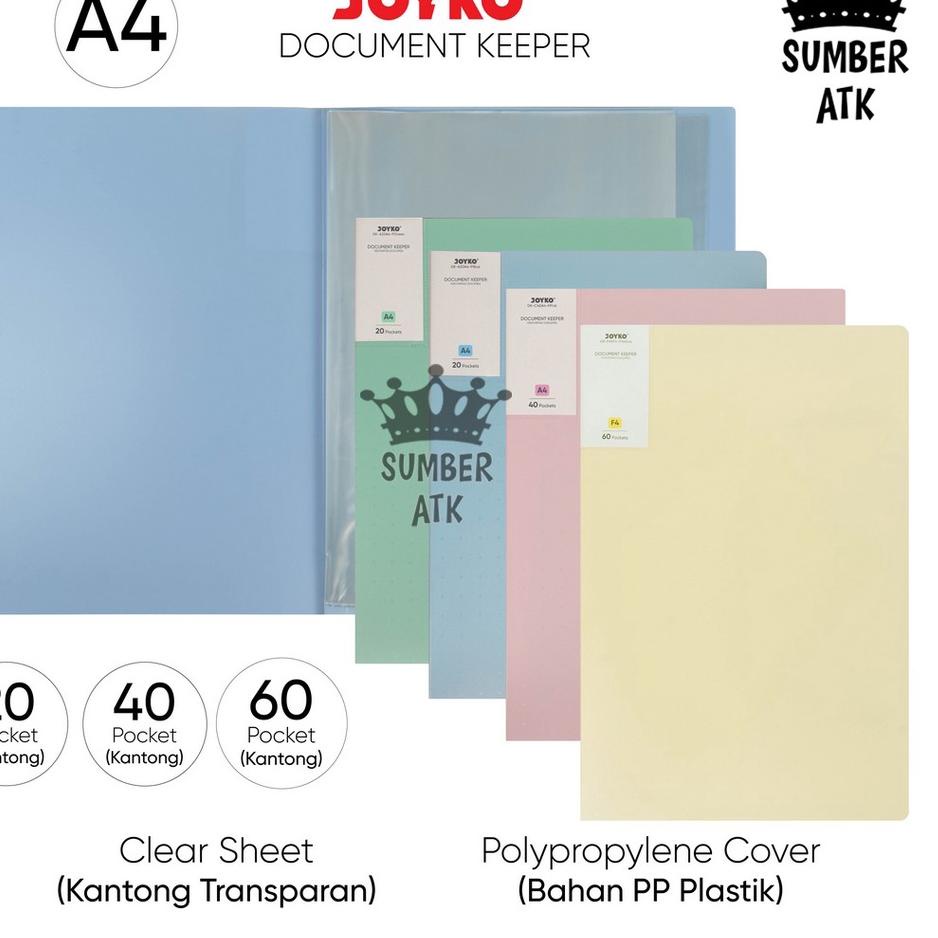 idBb0B5 Document Keeper Clear Holder A4 20 , 40 , 60 Lembar Map File Dokumen Folder Joyko Pastel