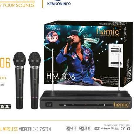 ☎ COD Mic Microphone HOMIC Double Wireless HM-306 HM-306 VHF Series//MIC KARAOKE//MIC WIRELESS HOMIC