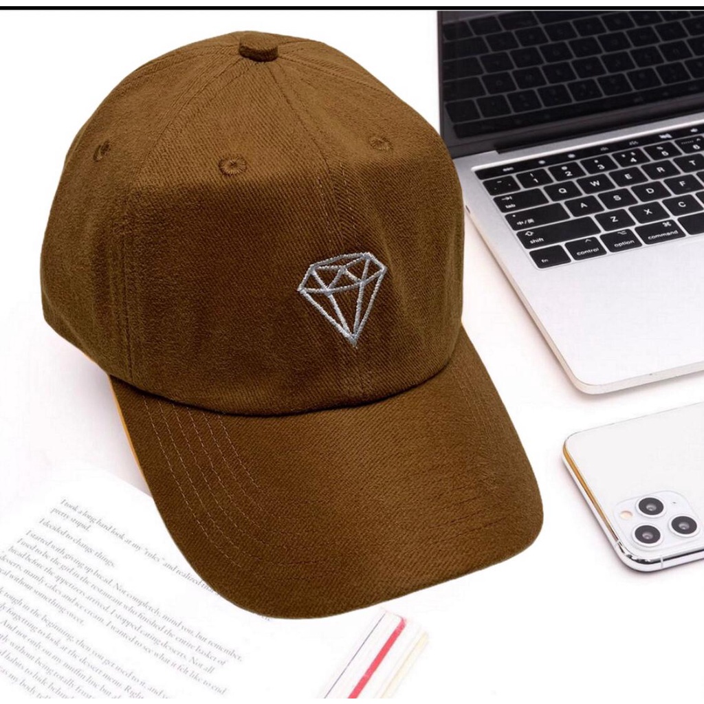 TERBARU Topi Diamond Model Kekinian Bahan Tebal / Topi Bordir Diamond Trend 2021 Bisa COD