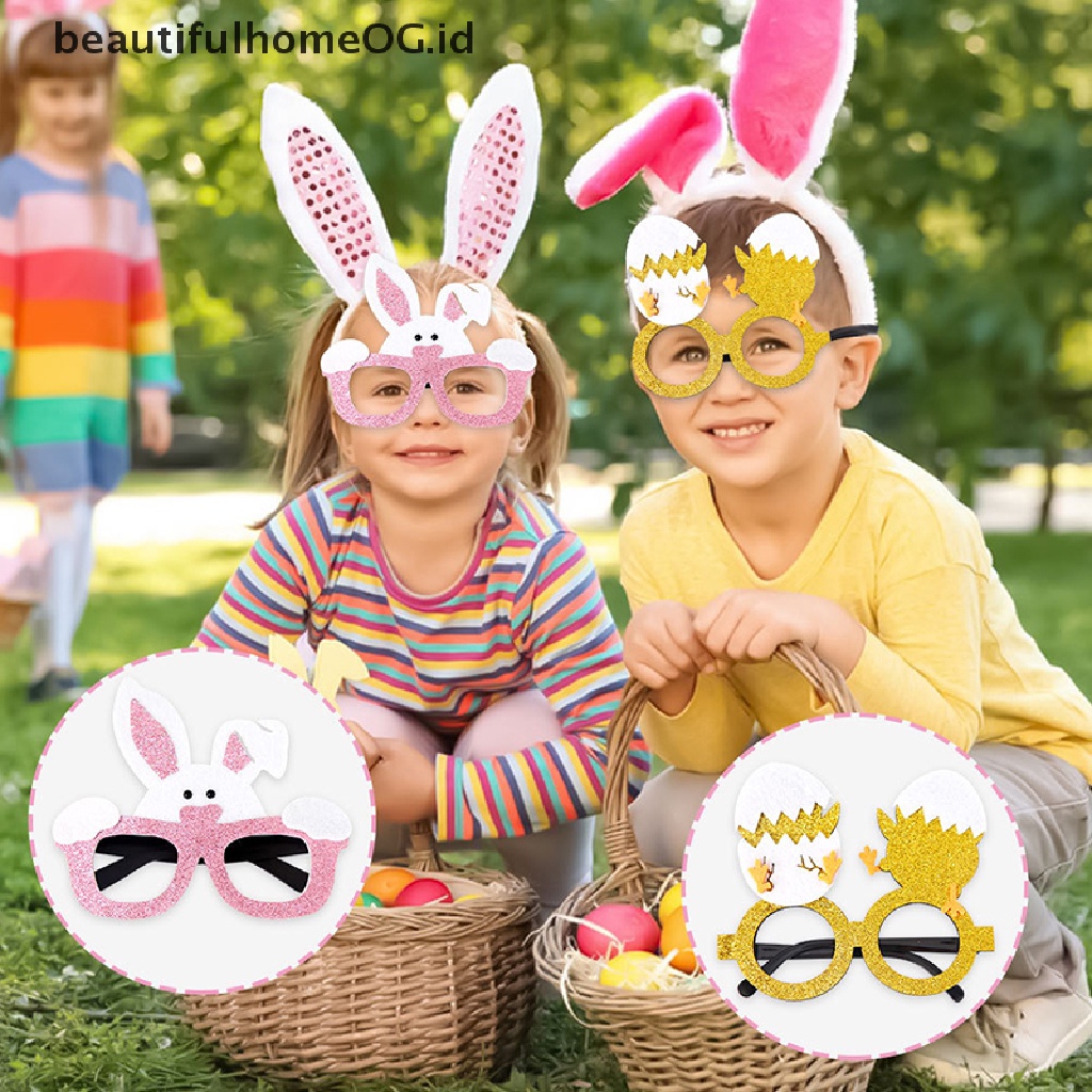 // Beautifulhomeog.id// 1PC Kacamata Paskah Bunny Telur Cewek Glitter Eyeglasses Frame Properti Foto **