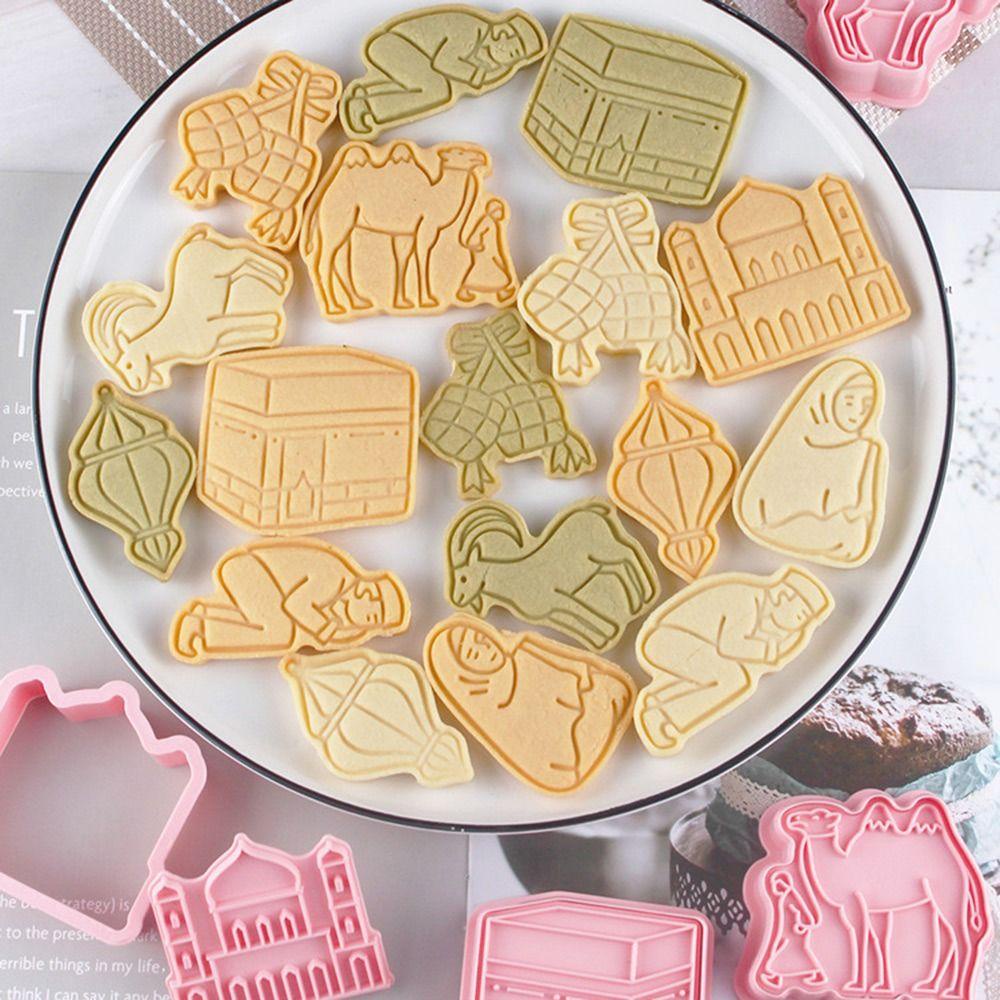 Solighter 8pcs/set Cetakan Kue Fondant Makanan Eid Mubarak Islam Muslim Festival Cookie Cutter