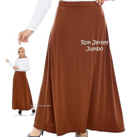 LANGSUNG ORDER Rok Jersey Jumbo Panjang Polos Bahan Tebal