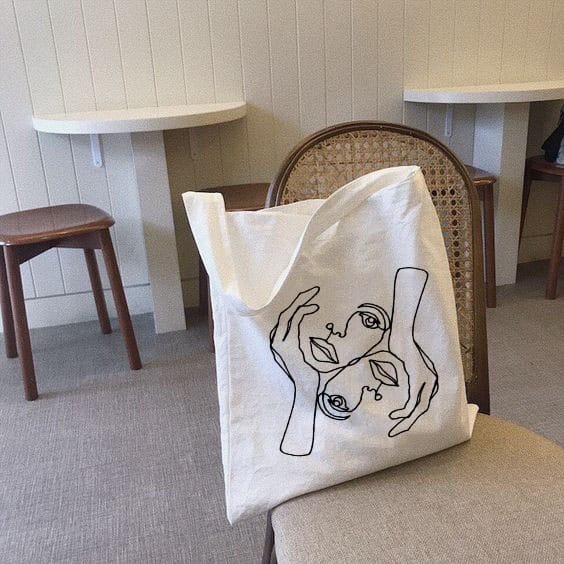 MYSTIQUE.ID-TOTE BAG ART FACE ABSTRACT-TOTE BAG LUSU KEREN DAN AESTETIC