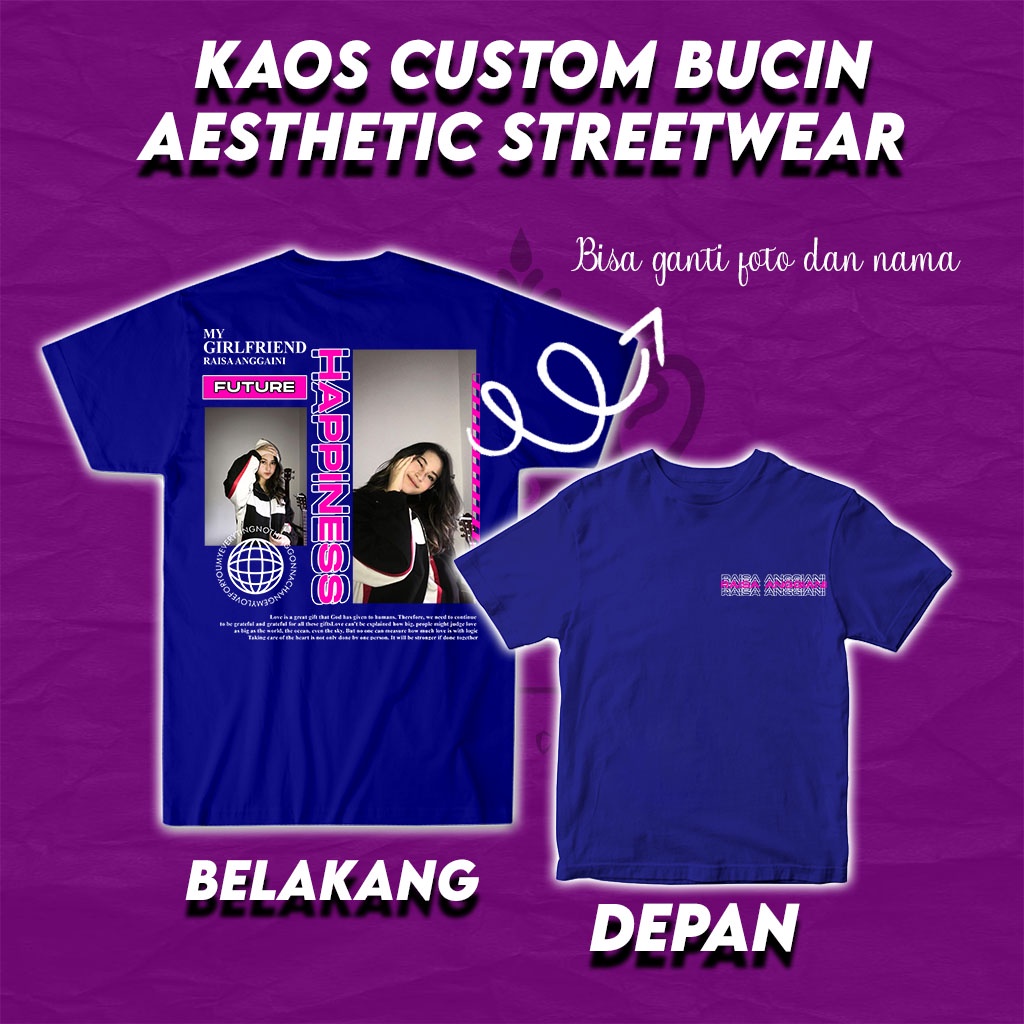 Sehari Langsung Jadi! Kaos Sablon Costum Satuan Design Suka Suka Bisa Request Foto Pacar Kalian SIZE M - XXL Terlaris Kaos Distro - Bucin - Design Costum