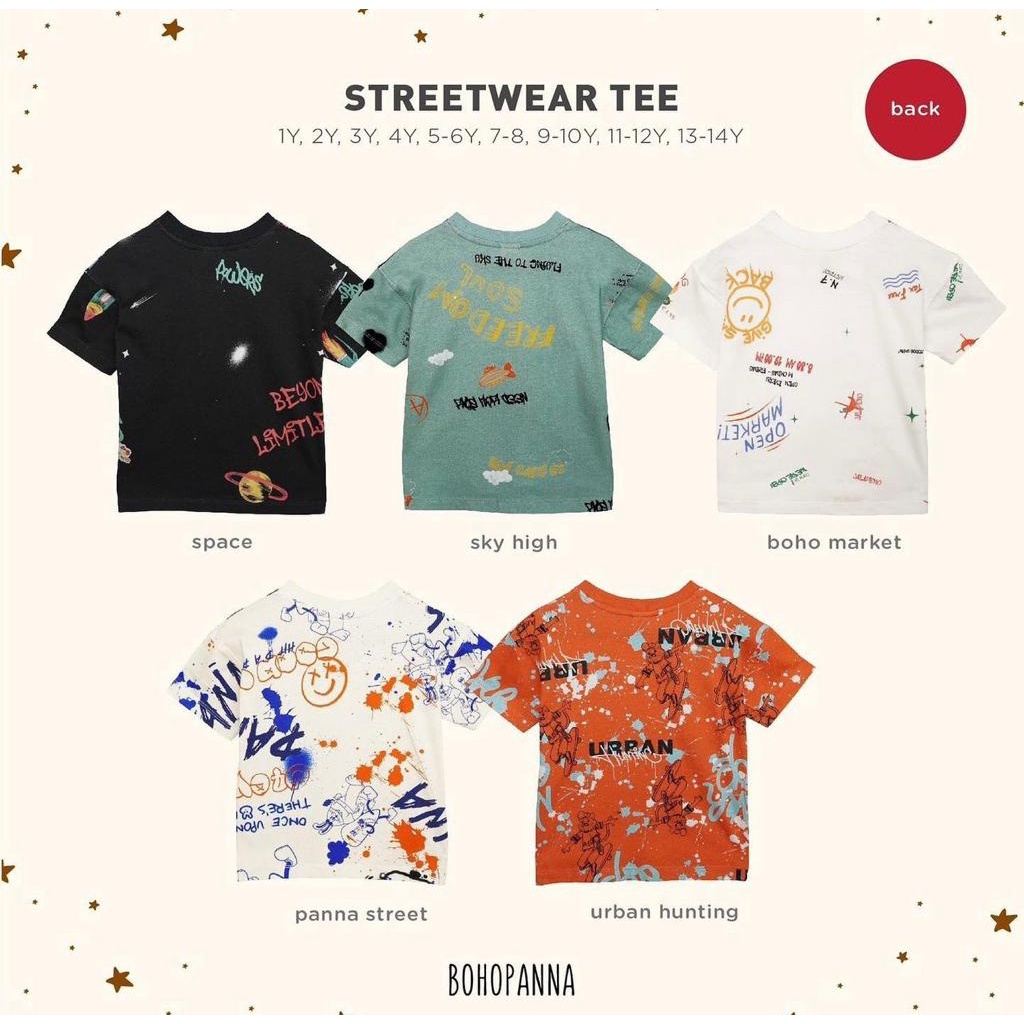 BOHOPANNA STREETWEAR TEE / ATASAN ANAK 1-13 TAHUN