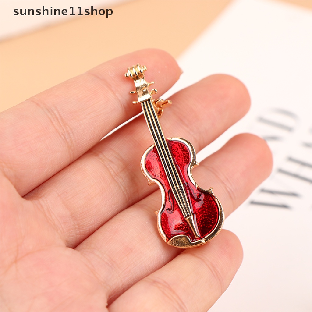 Sho 1Pc Fashion Elegan Merah Biola Pin Bros Lady Instrumen Brooch Perhiasan N