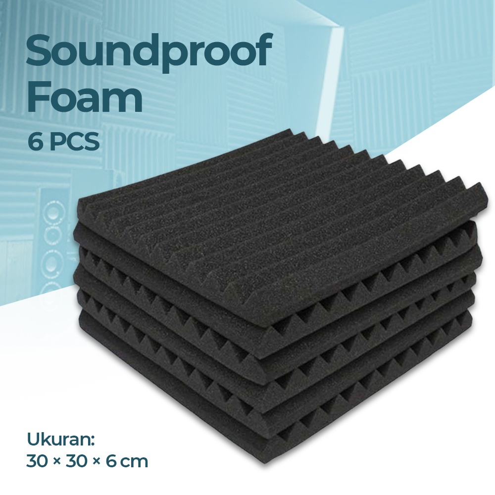 Busa Telur Peredam Suara Acoustic Foam Soundproof Noise Reduction 30x30x2CM 6PCS - SFS1 - 7RHA64BK Black