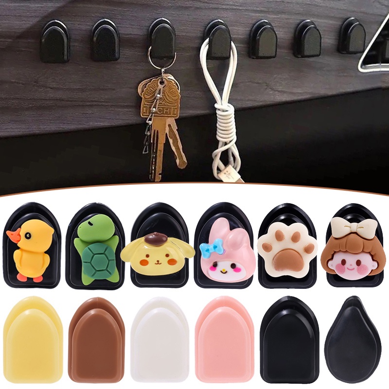 [Featured] Creative Mini Car Hook USB Cable Key Wall Storage Hook Auto Dashboard Self-Adhesive Seamless Rack Hanger Multifunction Car Space Saving Seamless Organizer Holder