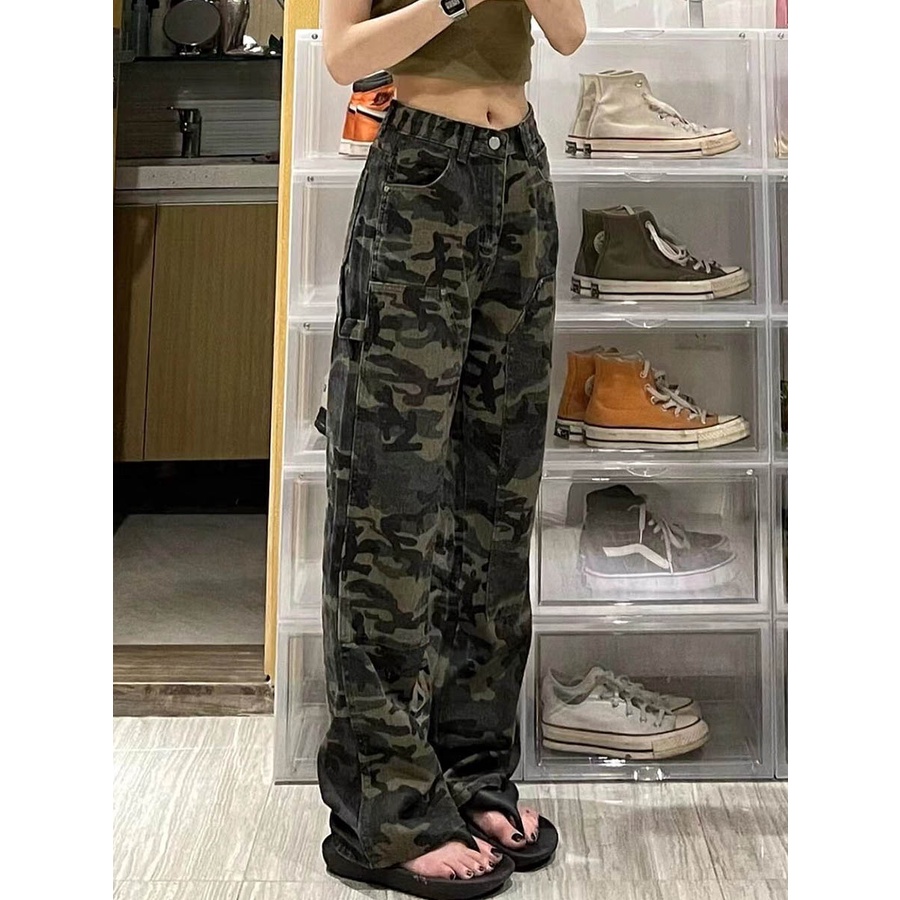 ✅COD New highwaist celana pabrik jeans camouflage militer kulot
