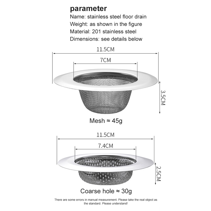 ღ Stainless Steel Sink Filter Layar Umum Pipa Saluran Pembuangan Floor Drain Anti Menyumbat Filter Drainase Port Selokan Saringan Dapur anti-Clog Alat