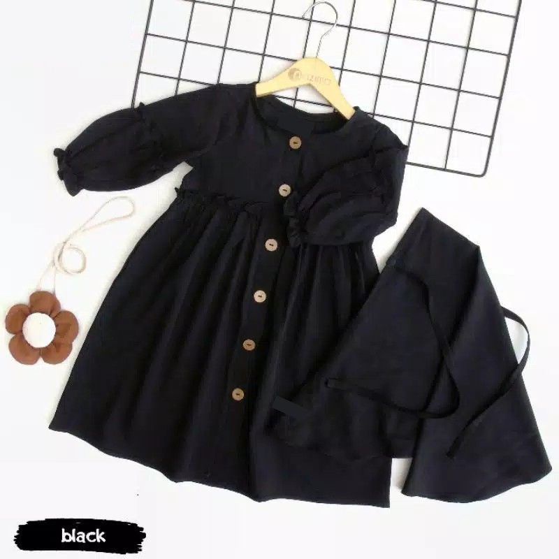 GAMIS ANAK ZARINA WARNA HITAM DRESS BUSANA MUSLIM LARIS VIRAL GROSIR SYAR'I GAMIS LEBARAN MURAH GAMI