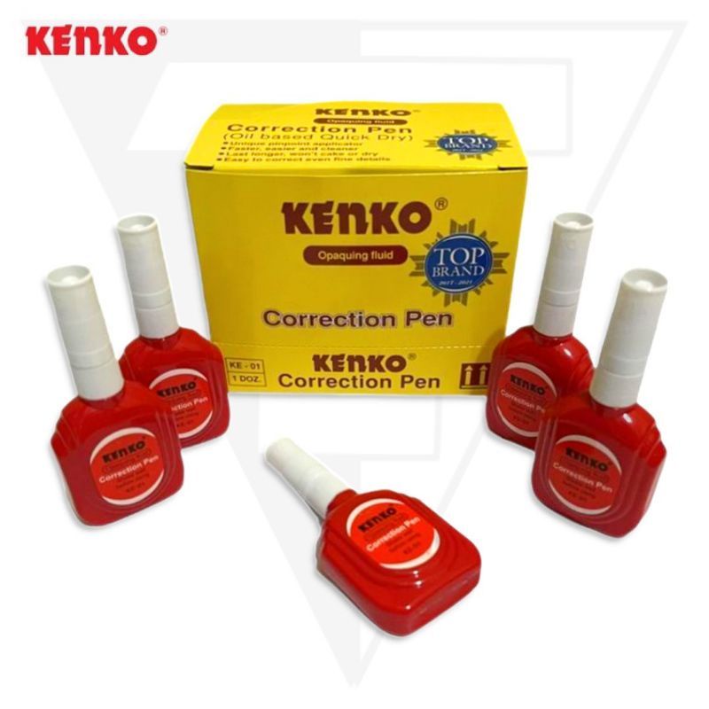 Tipe X Kenko Ke-1 Correction Fluid Pen / Penghapus Cair / Tip Ex Kertas Kenko 1 Box (12pcs)