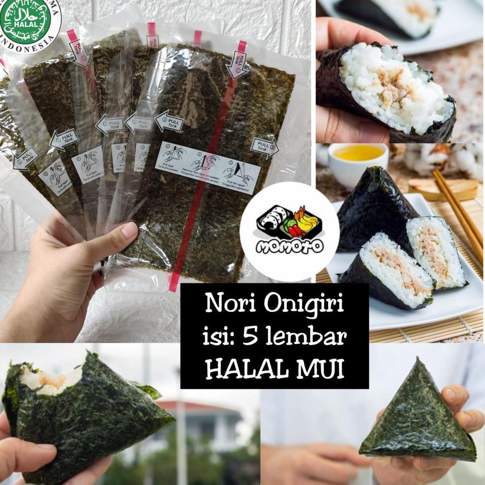 

Serba Murah.. Nori Onigiri Wrapper Halal MUI 5 lembar / Rumput Laut Import untuk Nasi Kepal Triangle Sushi Nori 09L