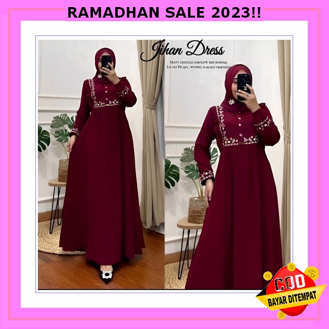 Gamis Lebaran Terbaru Muslim Syari 2023 Elegan Wanita Viral Mewah Long Dress Ghamis Midi Dress Murah